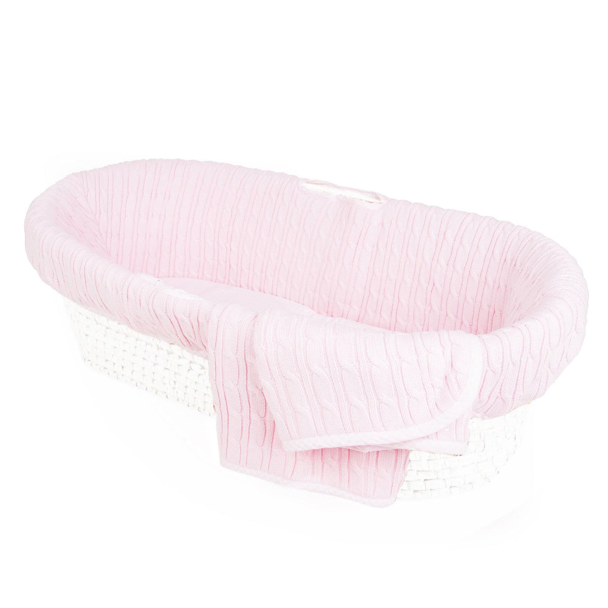 Pink Cable Knit Moses Basket Bedding C749797