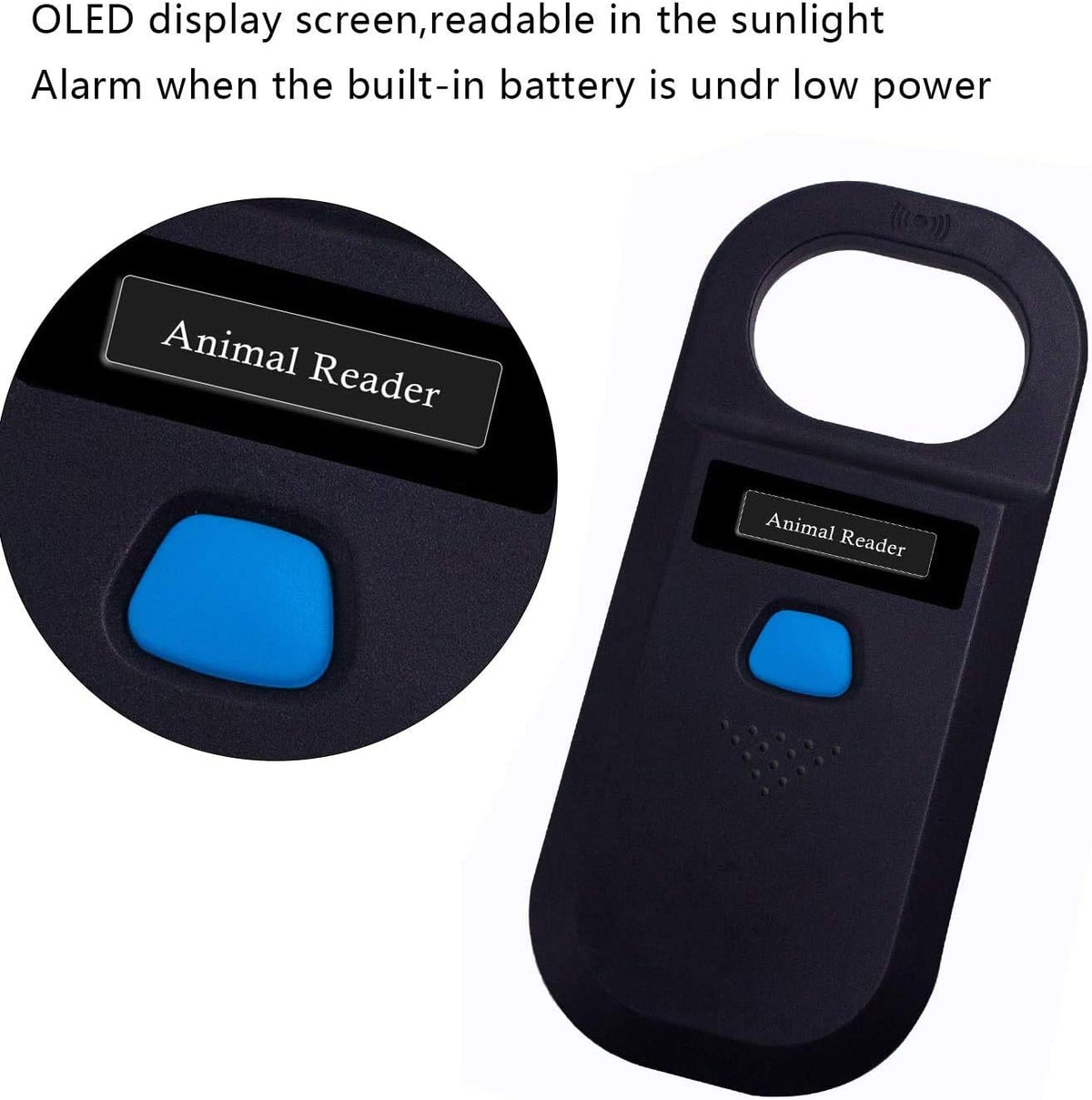 Handheld Pet Microchip Scanner 134.2kHz/125kHz RFID Reader Black B2034