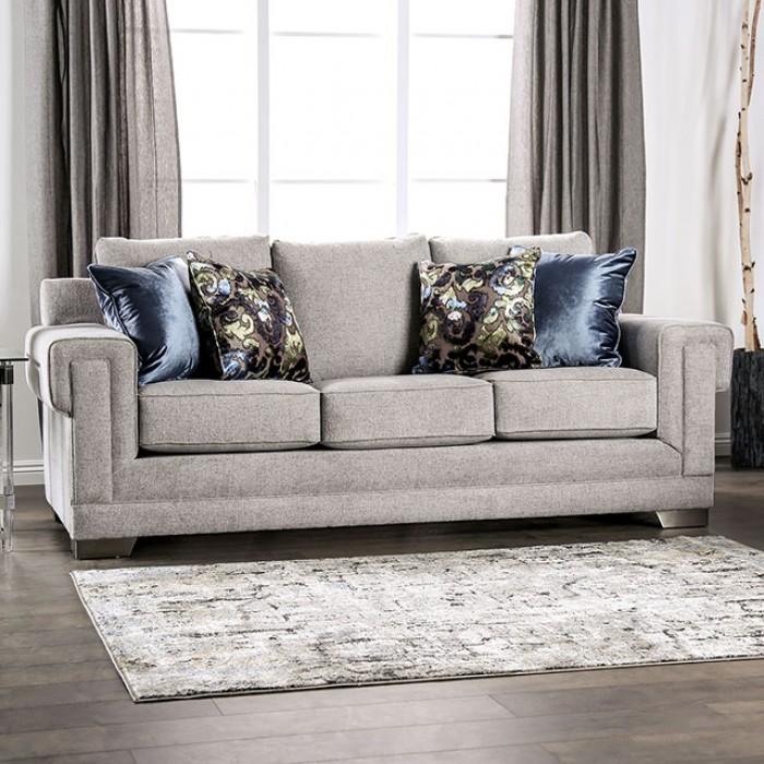 Light Gray Chenille Sofa and Loveseat B82171