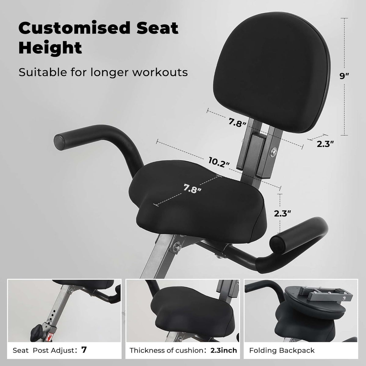Folding Exercise Bike with Arm Resistance Bands & Pulse Sensor LCD Monitor M961371