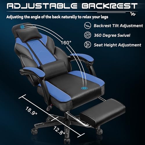 Red Ergonomic Gaming Chair with Footrest H65447