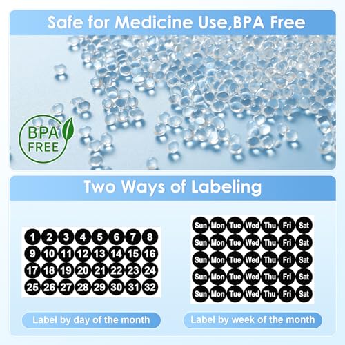 Black Monthly Pill Organizer 2 Times a Day 30 Day with Travel Case O996