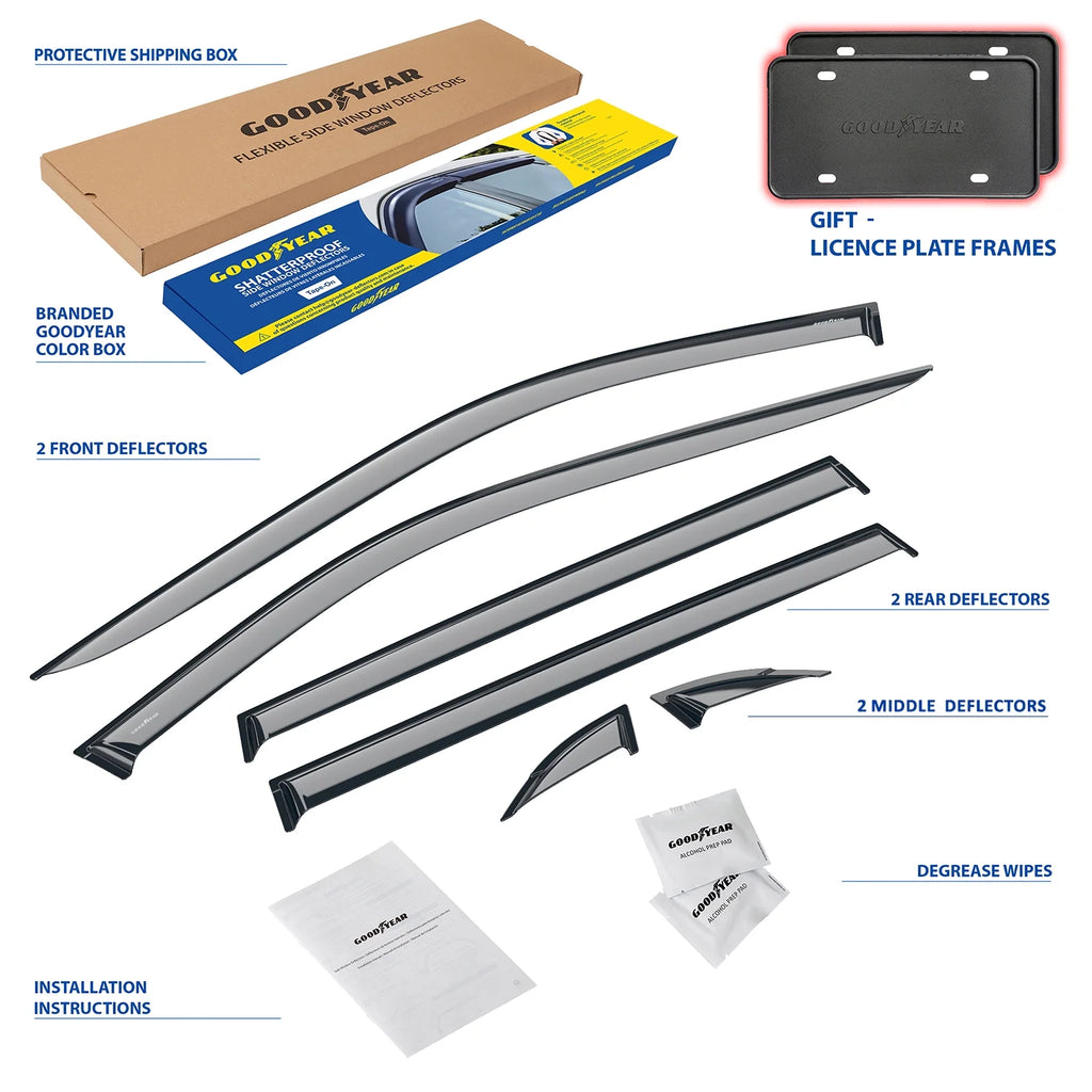 6 pcs Tape-on Window Deflectors F2655