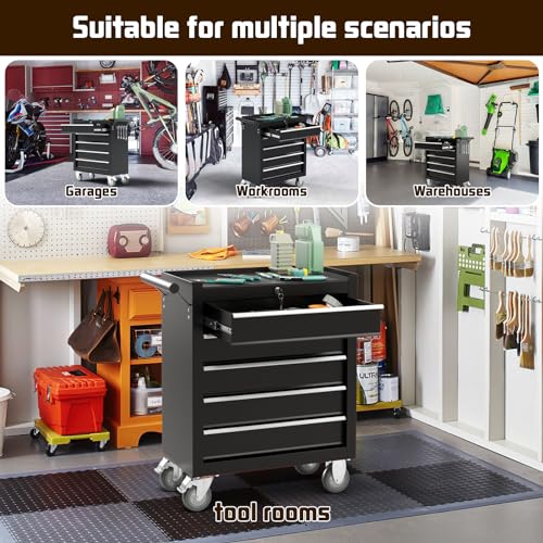4-Drawer Black Rolling Tool Chest with Wheels L18646