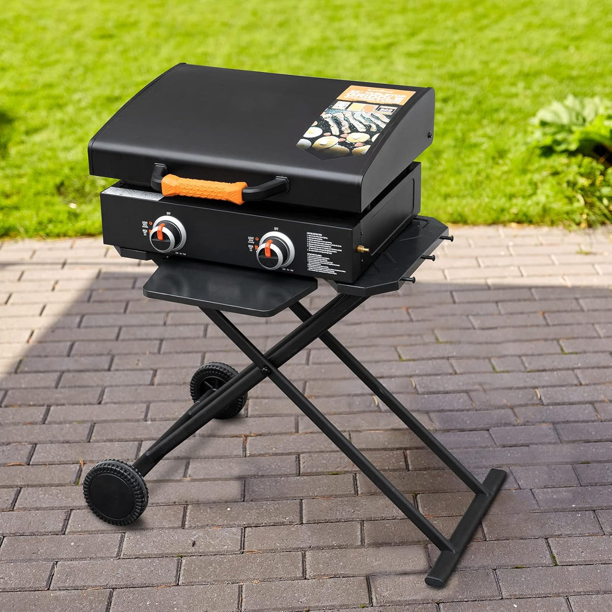 Portable Griddle Stand with Wheel and Shelf Q46022