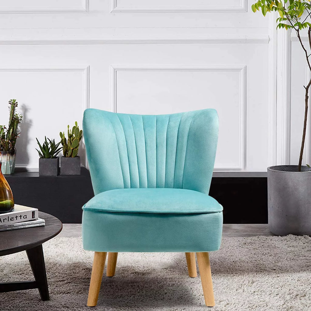 Velvet Armless Club Chair with Wood Legs G5604