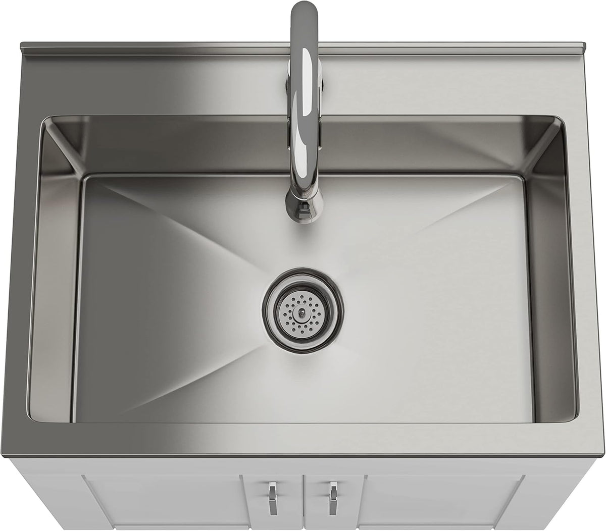 White Laundry Cabinet with Stainless Steel Sink S31019