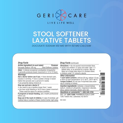 Docusate Sodium Stool Softeners 100mg Crushable Tablets 200 Count K67195