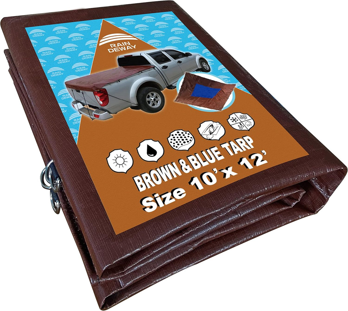 Heavy Duty Truck Bed Tarp Cover 10x12 Feet with Grommets Q4597