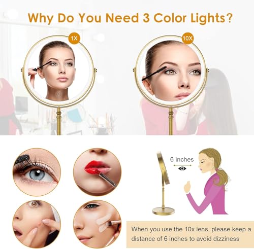 3000 mAh Rechargeable Double Sided Magnifying Vanity Mirror with 3 Colors G261735