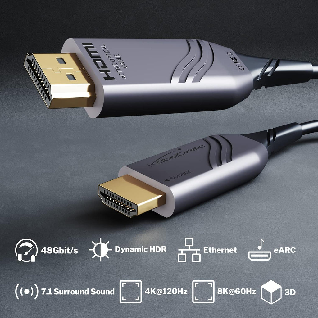 25ft 8K HDMI 2.1 Optical Ultra High Speed HDMI Cable O960529