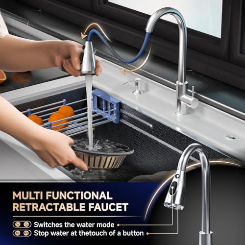 Stainless Steel Freestanding Utility Sink 36" with Pull Out Faucet (black) V863926