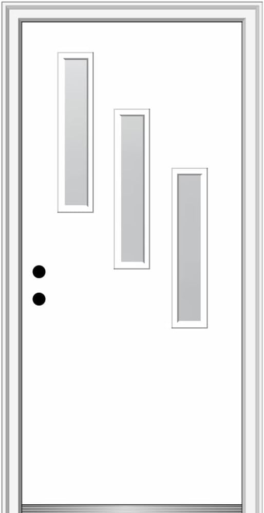 36" x 80" Fiberglass Smooth Primed Frosted Glass Prehung Single Front Door Y985578