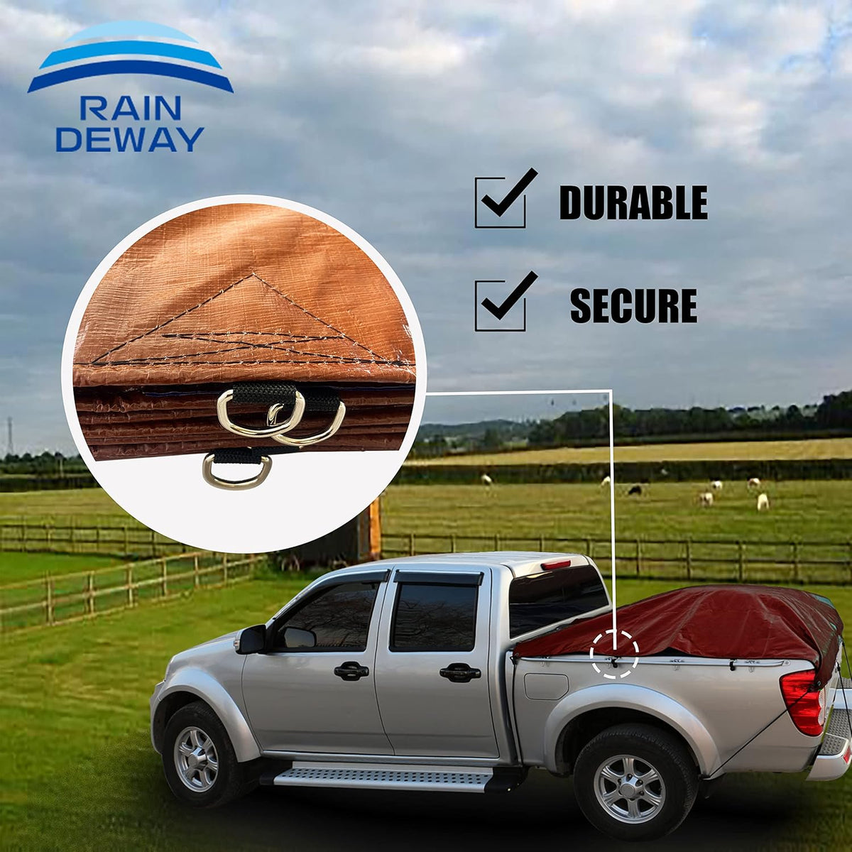 Heavy Duty Truck Bed Tarp Cover 10x12 Feet with Grommets Q4597