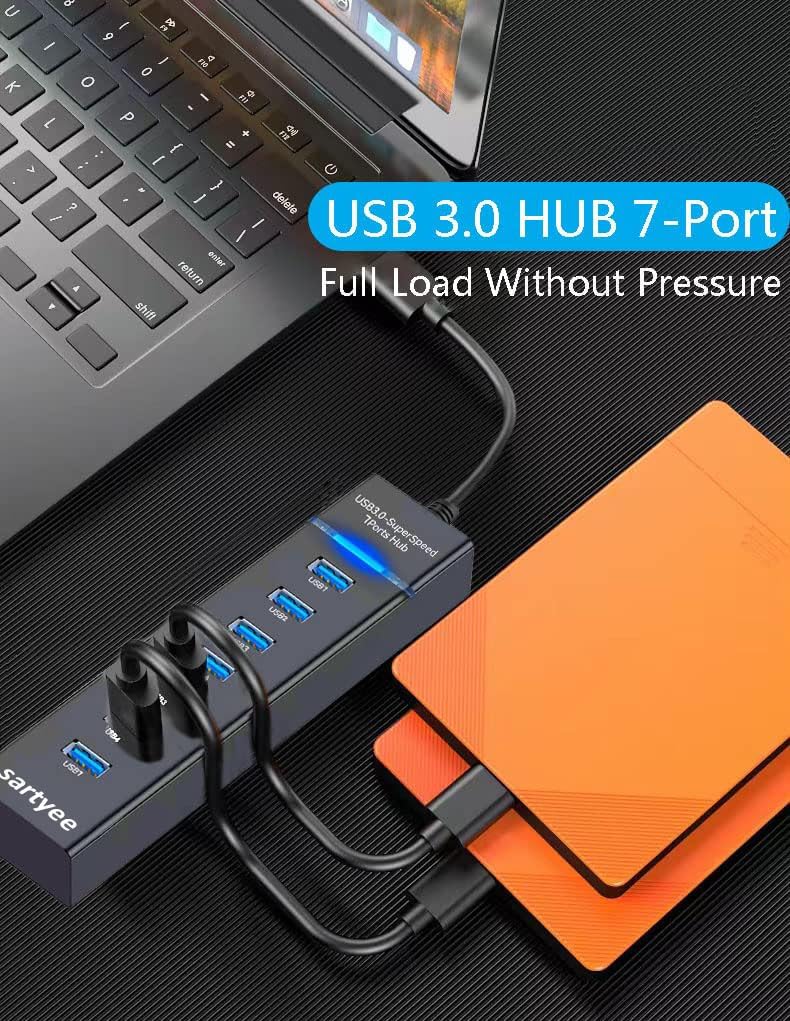 7 Port USB Hub Data Splitter Extender T145