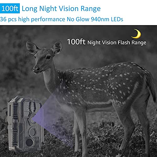 48MP 1296p Trail Camera with 100ft Night Vision O169