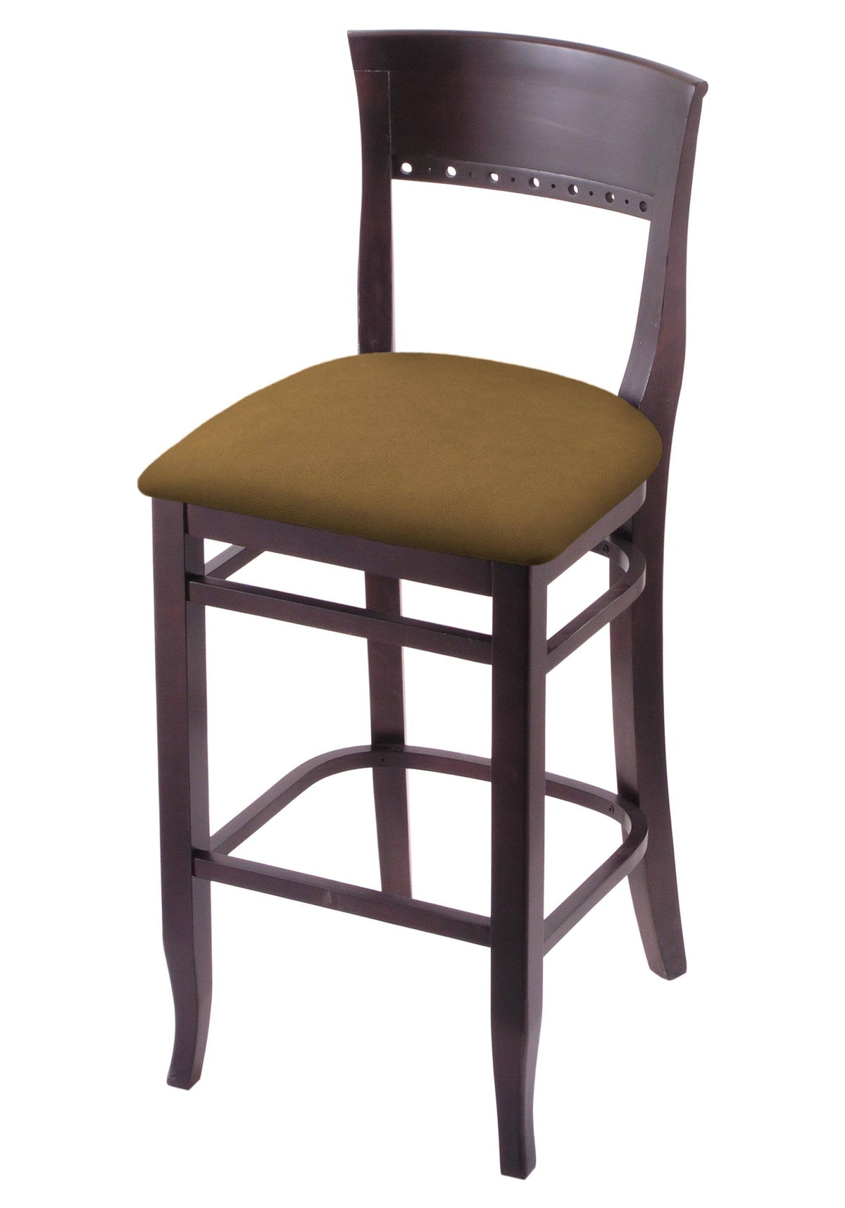 Bar Stool with Dark Cherry Finish and Saddle Seat O22743