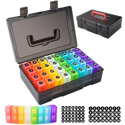 Black Monthly Pill Organizer 2 Times a Day 30 Day with Travel Case O996