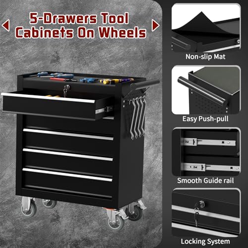 4-Drawer Black Rolling Tool Chest with Wheels L18646