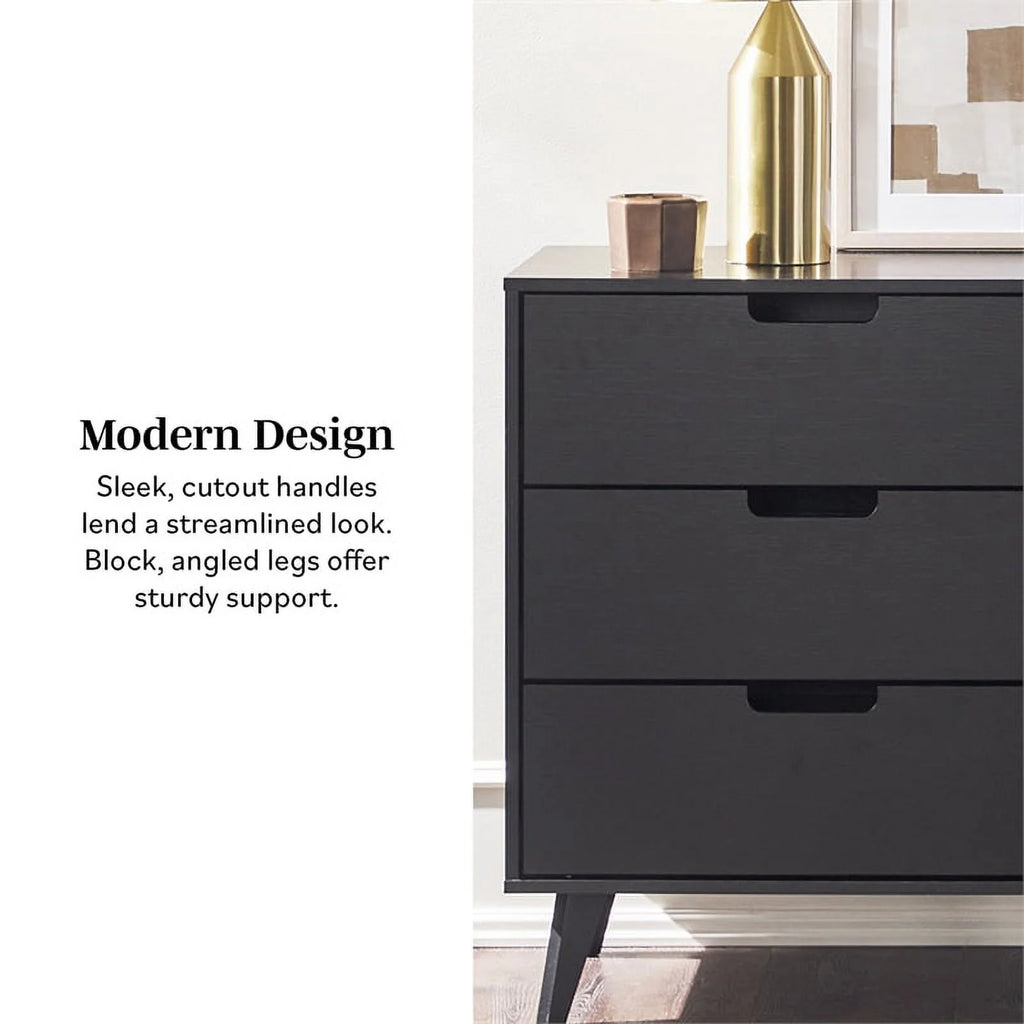 Black 6 Drawer Wood Dresser S24986