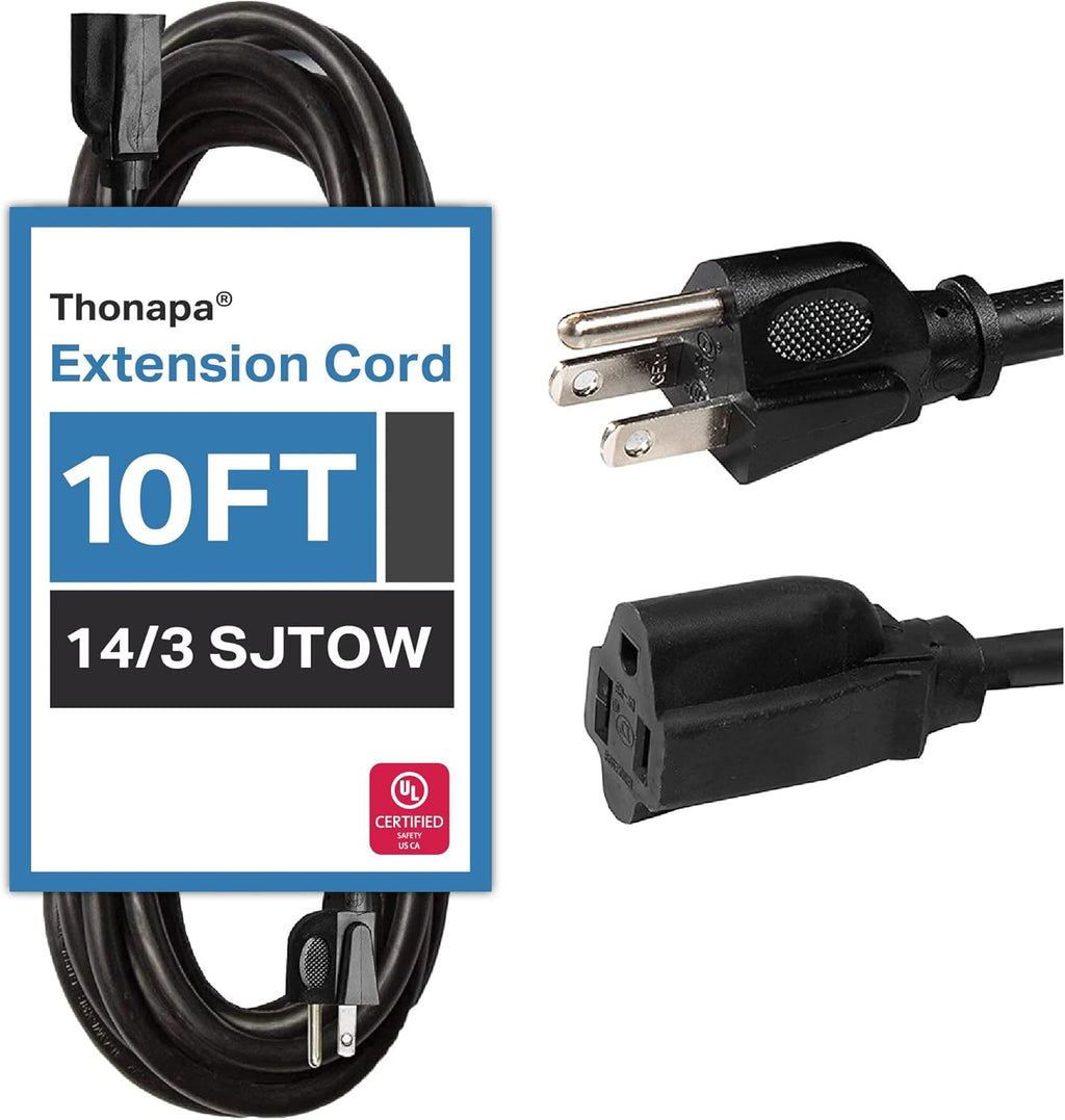 Black Oil Resistant Extension Cord 100 Ft SJTOW Pack of 2 T674460