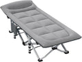 Folding Camping Cot with Mattress and Pillow, Portable Lightweight Adult Sleeping Bed (Dark Grey) F467240