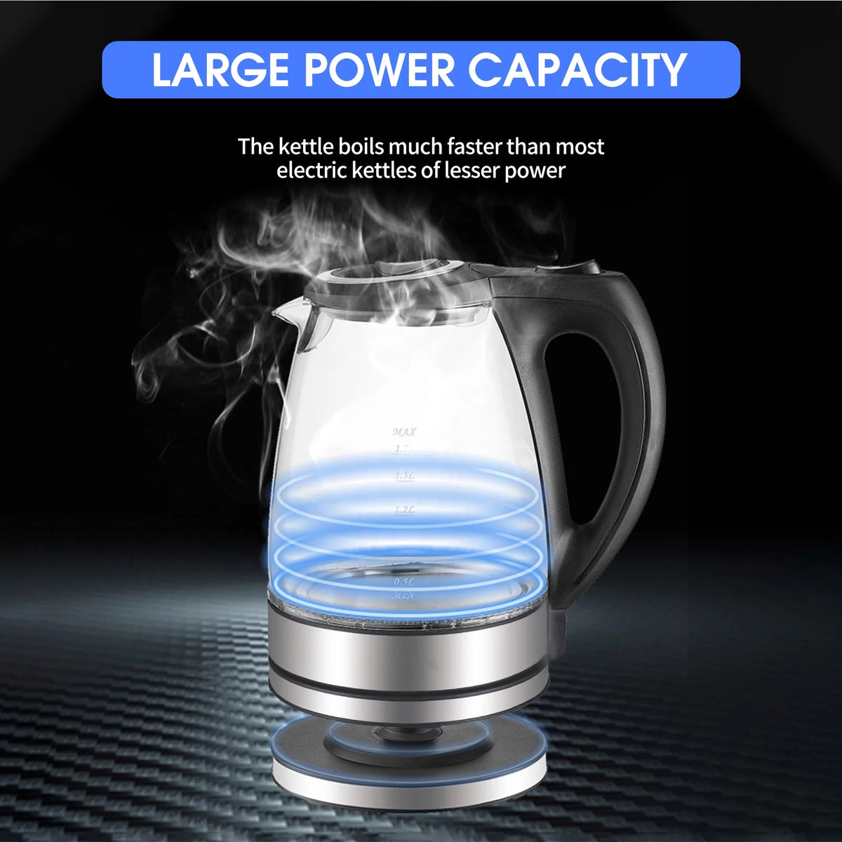 1.7L 1500W Glass Electric Kettle with Auto Shut-Off Z677528