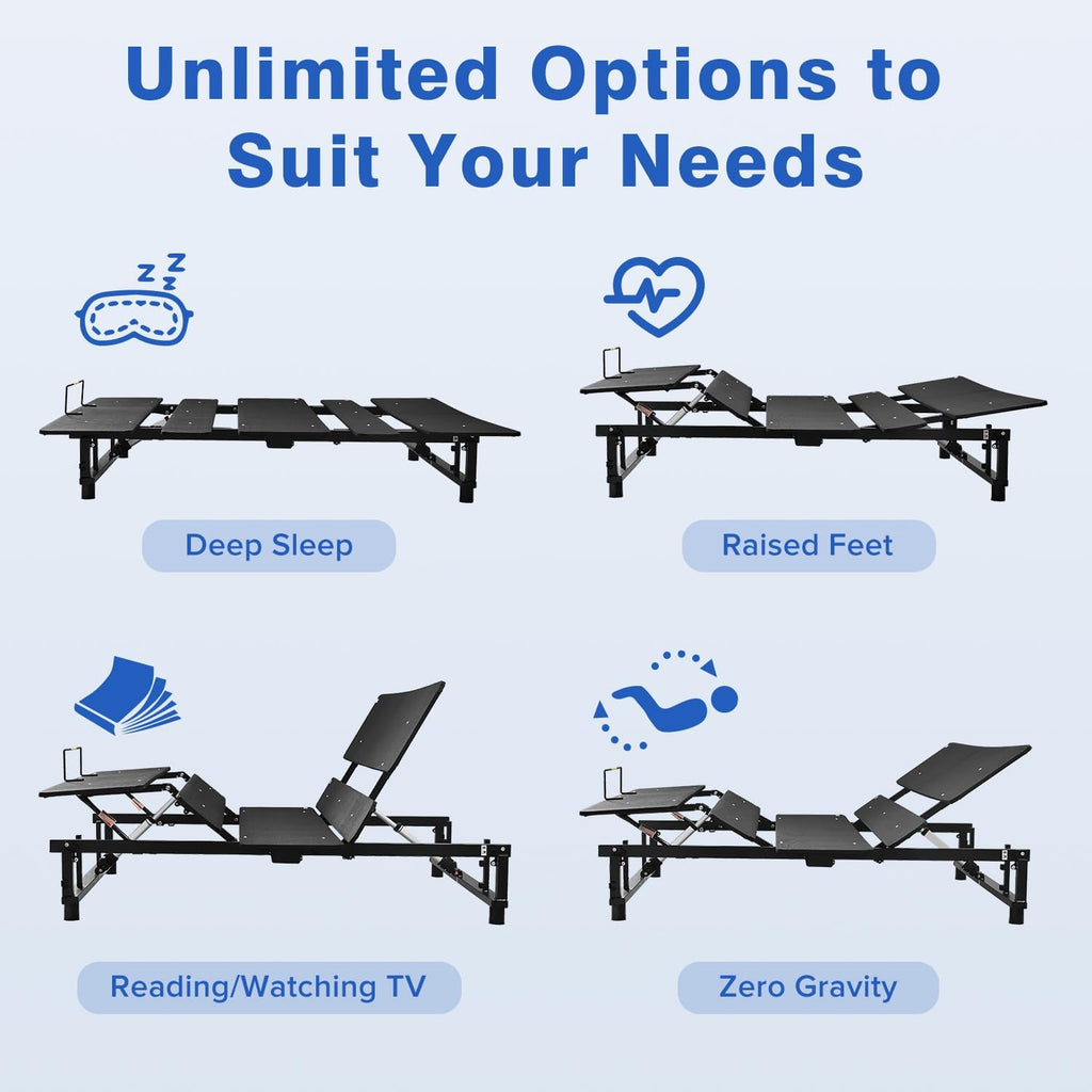 Black Queen Adjustable Bed Frame with Wireless Remote E481967