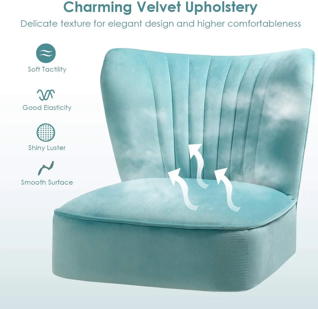 Velvet Armless Club Chair with Wood Legs G5604