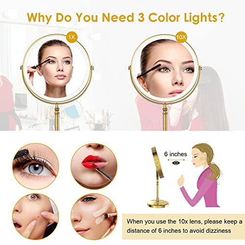 3000 mAh Rechargeable Double Sided Magnifying Vanity Mirror with 3 Colors G261735
