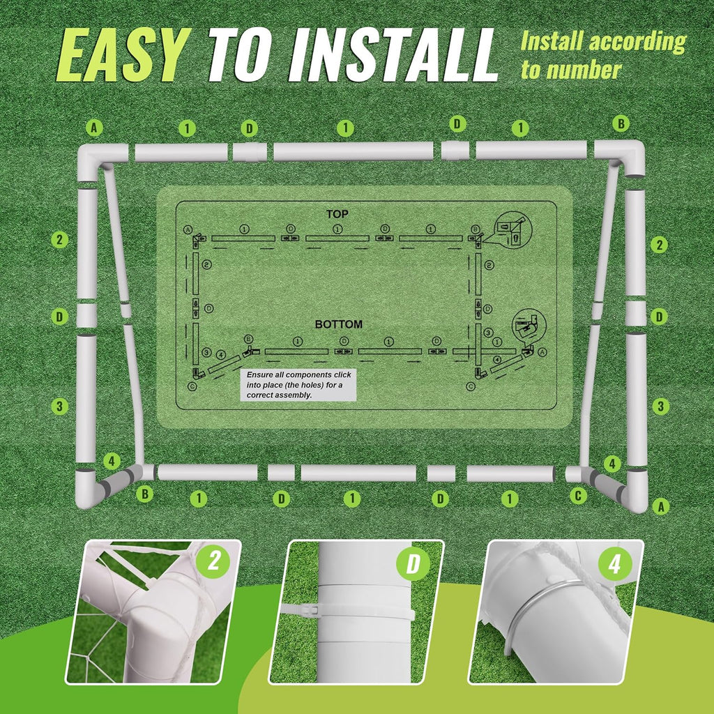 8x5ft Weatherproof PVC Soccer Goal with Carry Bag T870