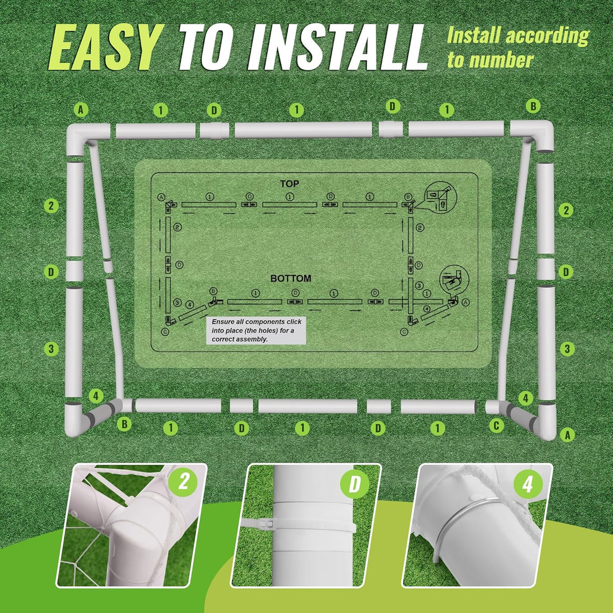 8x5ft Weatherproof PVC Soccer Goal with Carry Bag T870