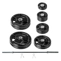 Rubber Coated Olympic Weight Set with Bar and Spring Clips E79895