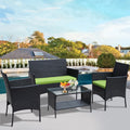 4 Pc PE Rattan Outdoor Furniture Set with Cushions U57730