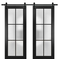 Matte Black Frosted Glass Double Barn Door 64 x 80 inches A16061