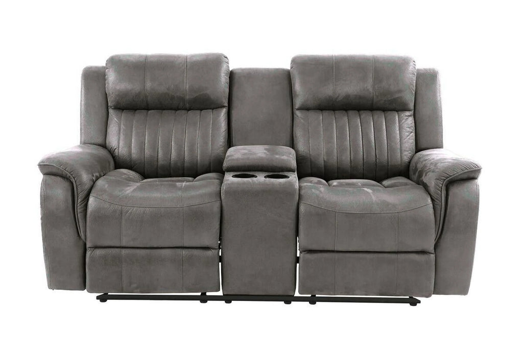 Slate Blue Leatherette Motion Loveseat with Console Reclining I508454