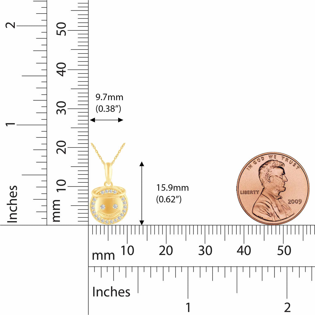925 Sterling Silver Yellow Gold Face Pendant Necklace C287515