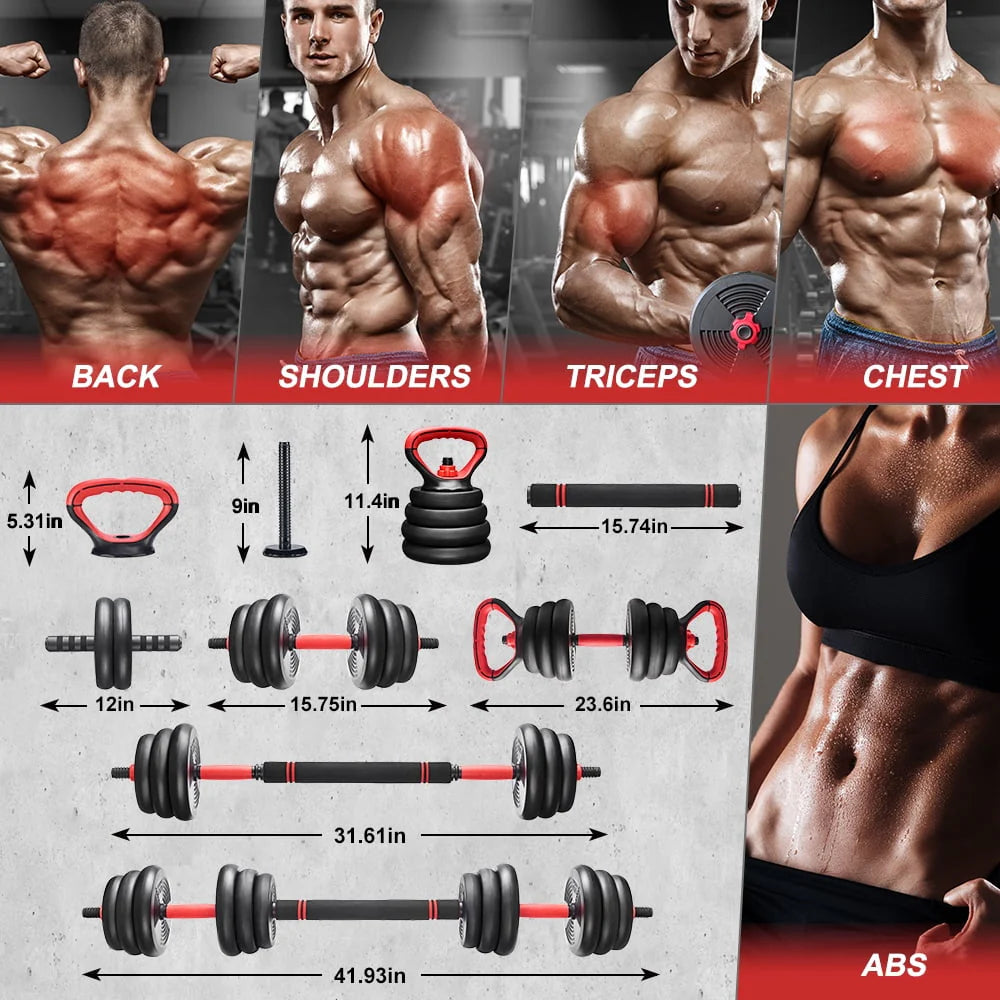 Adjustable Dumbbells Set 50lb Black I7016