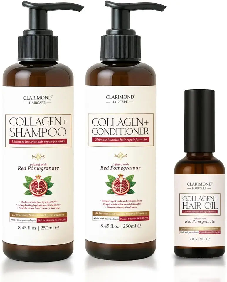 Shampoo, Conditioner & Hair Oil Set with Collagen, Keratin & Vitamins X7292