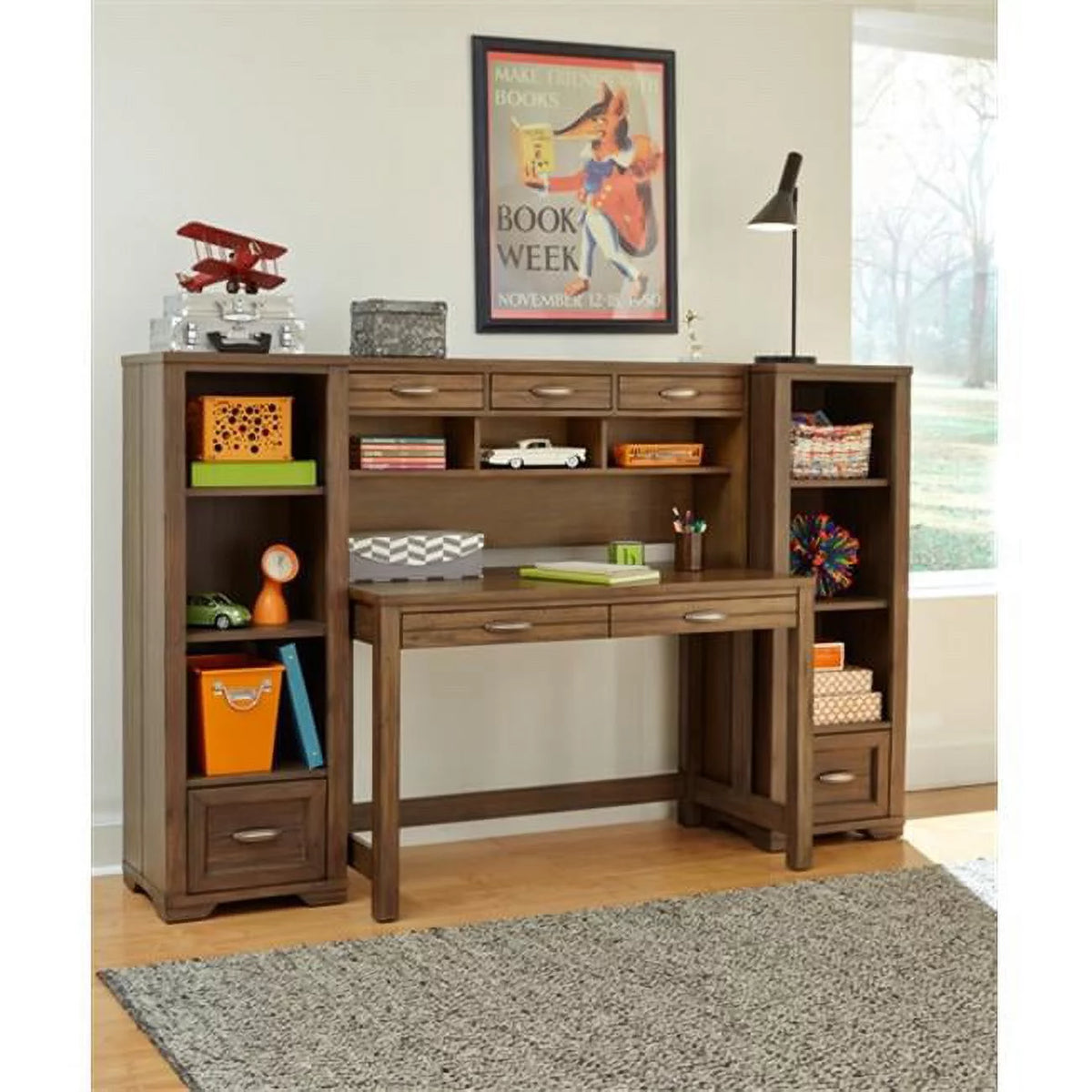 Driftwood Desk Hutch and Chair N4956