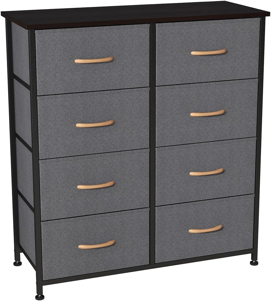 Charcoal Gray/Black 8 Drawer Fabric Dresser K57903