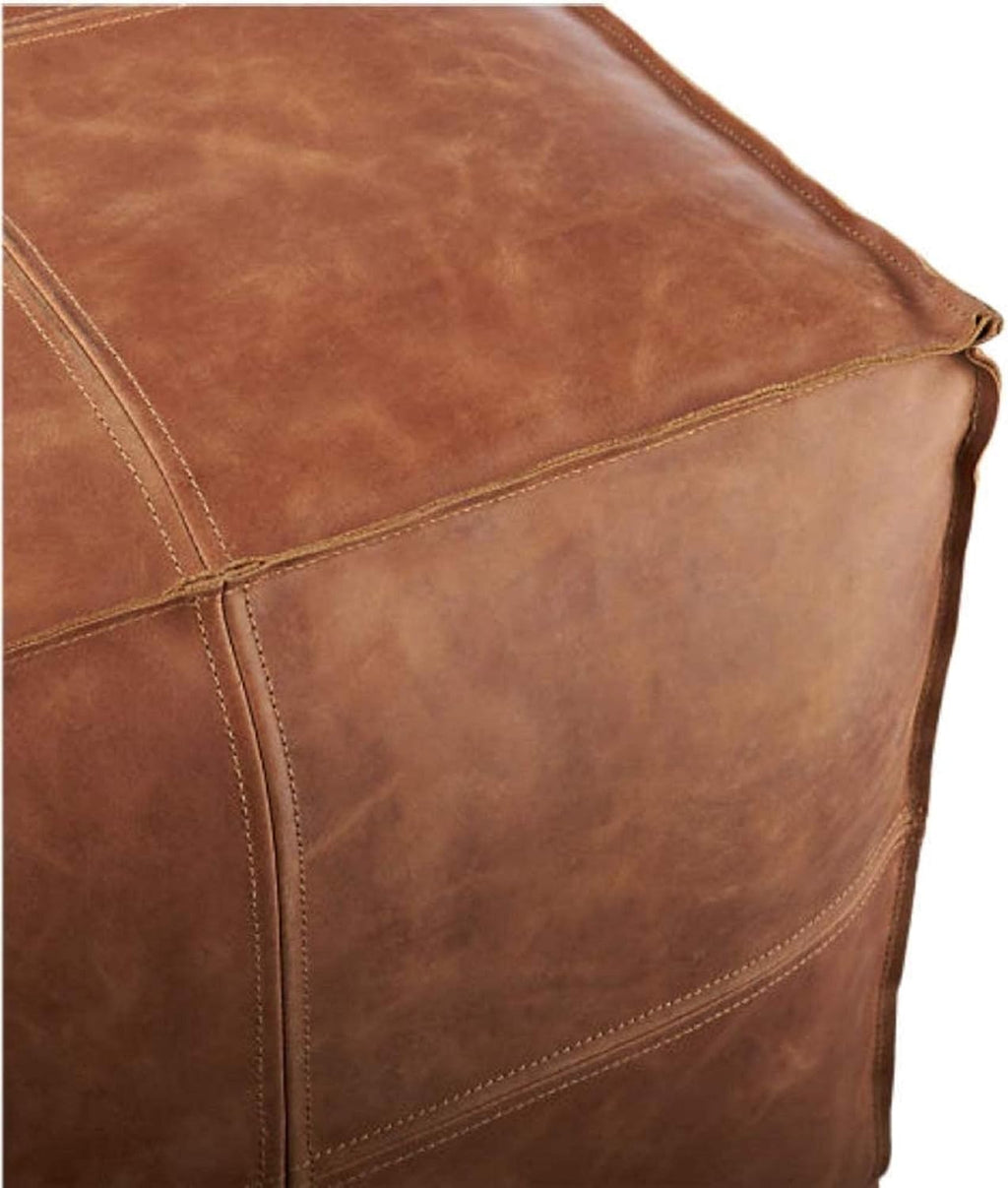 Leather Moroccan Pouf Seat Ottoman 16x20x20” X799