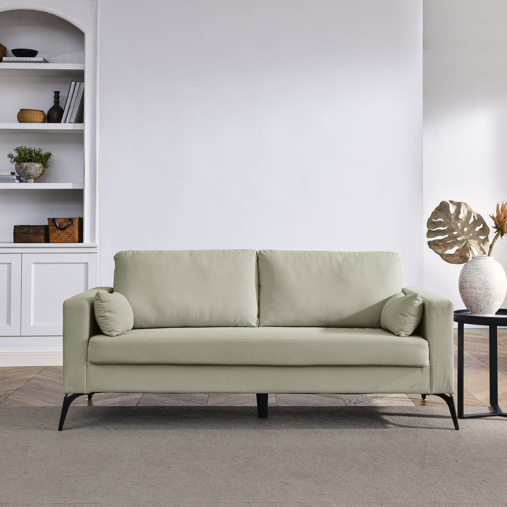 Beige Corduroy 3-Seater Sofa with Square Arms R850819