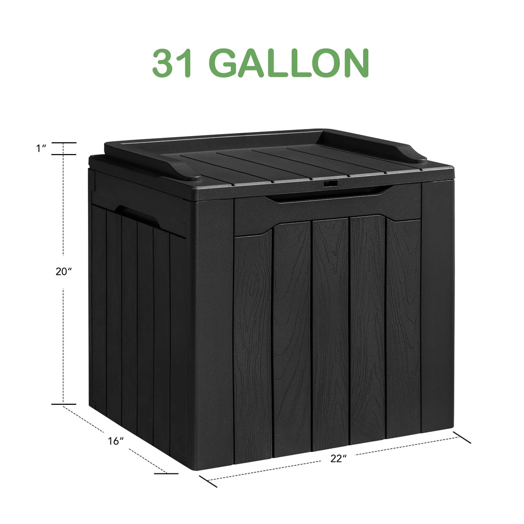 Black Resin Outdoor Deck Box with Seat R942258