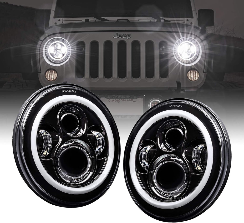 4 Fog Light + 7 Round CREE LED Headlights Replacement for Jeep Wrangler 1987-2018 D68256