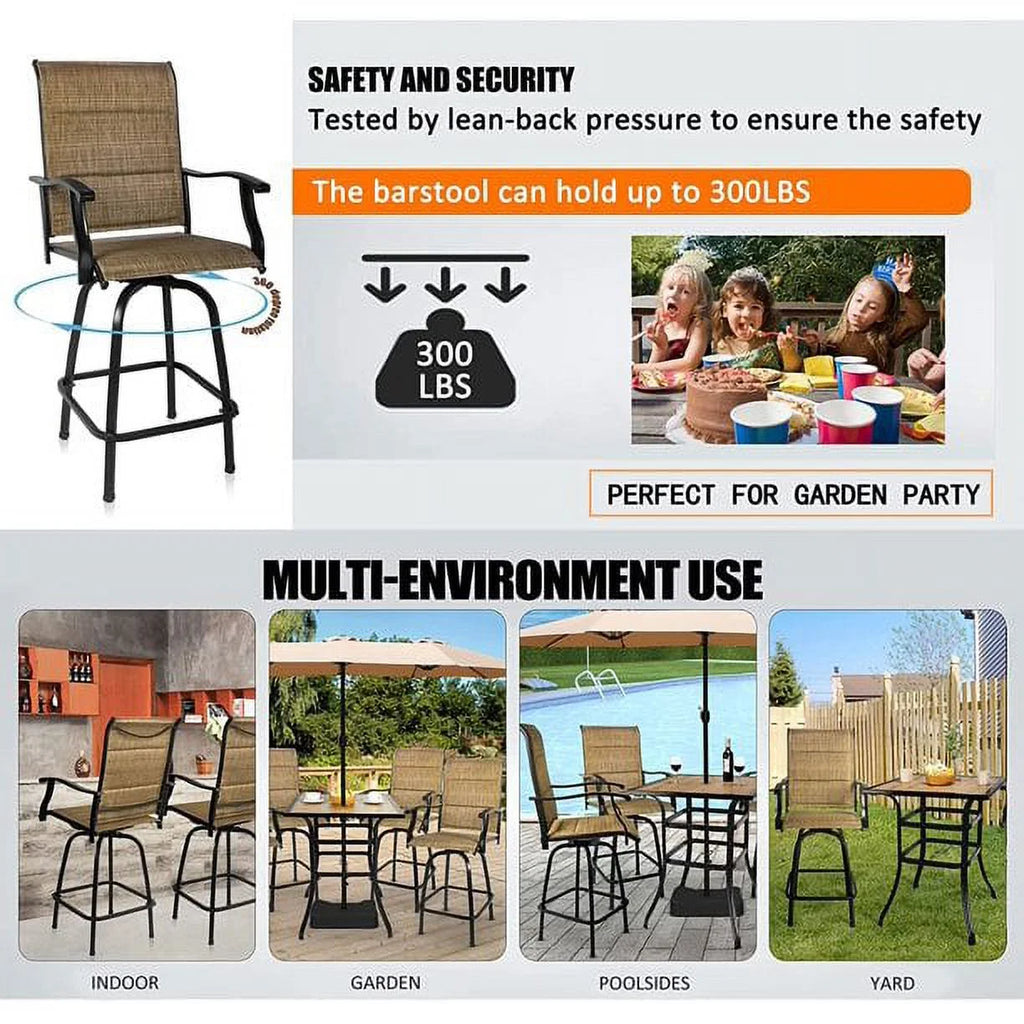 5-Piece Outdoor Textile Bar Set with Swivel Bar Stools X86107