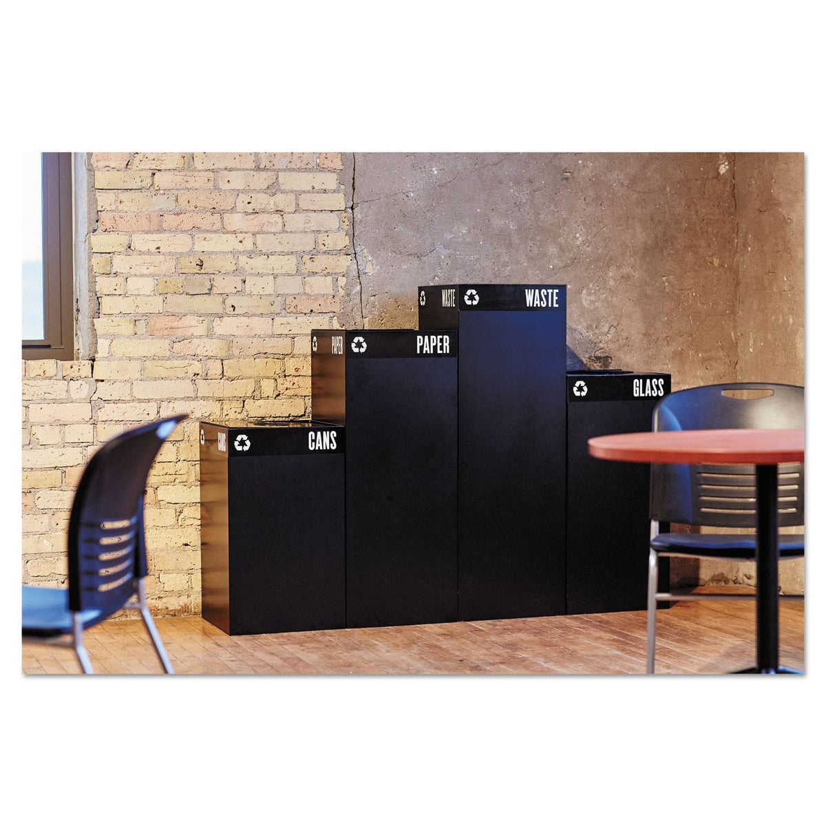 42 gal powder-coated steel black Trash Can Base C77518