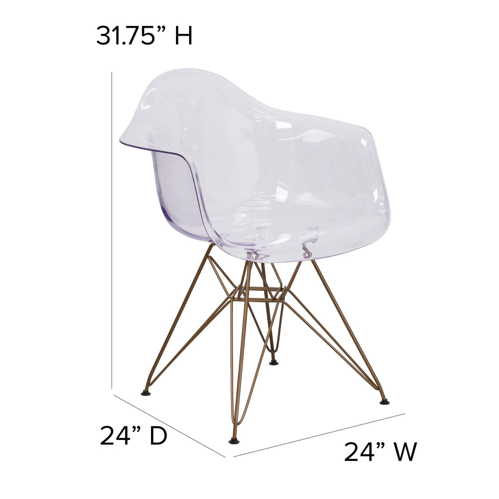 Transparent Side Chair with Gold Base U3090