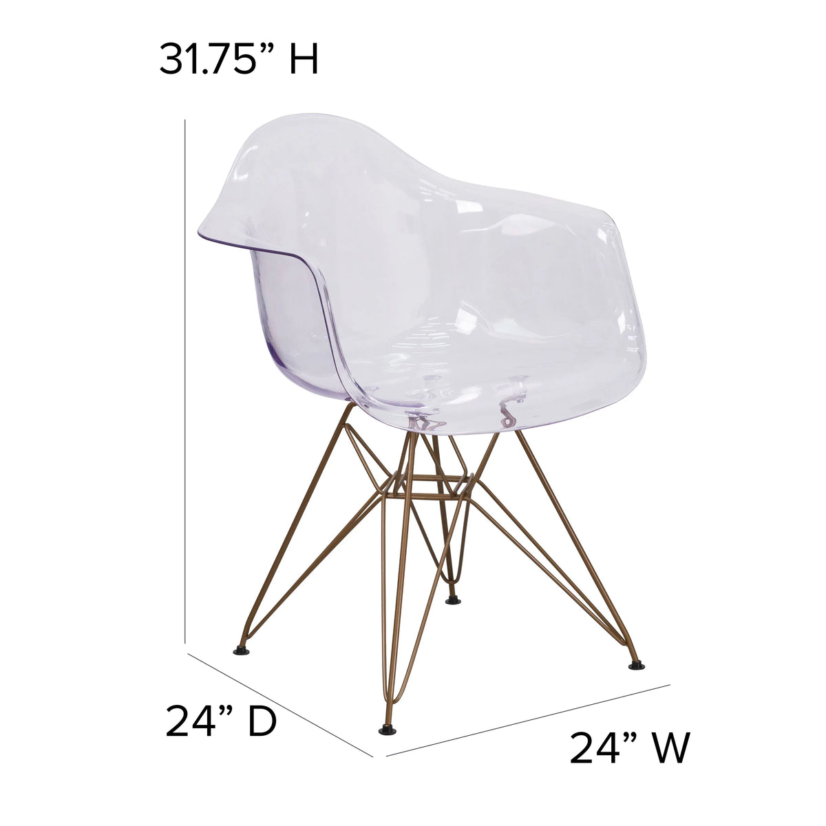 Transparent Side Chair with Gold Base U3090