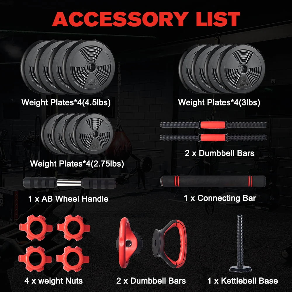 Adjustable Dumbbells Set 50lb Black I7016